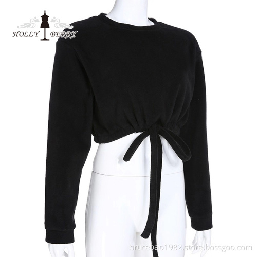 Elastic Midriff-baring Fashion Girls Blouse
